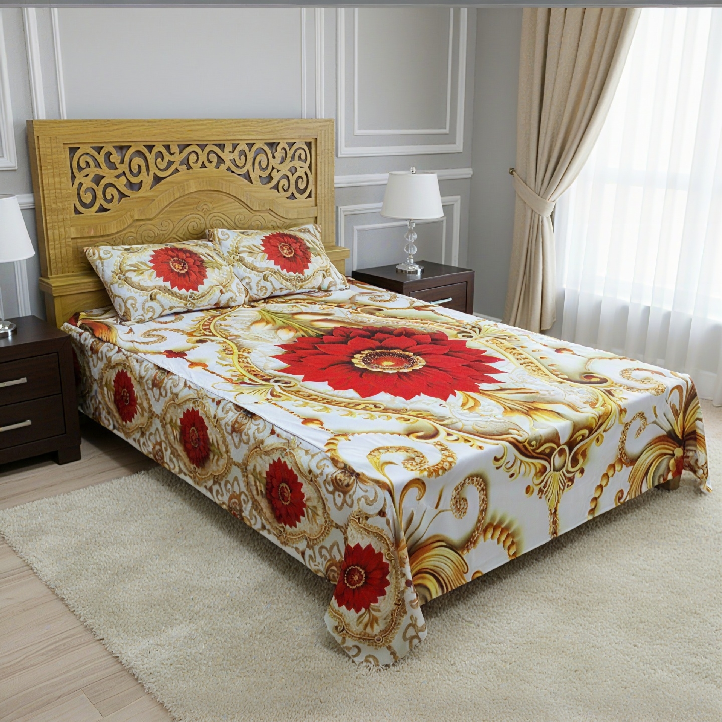 Premium 3D Design China Velvet Bed Sheet